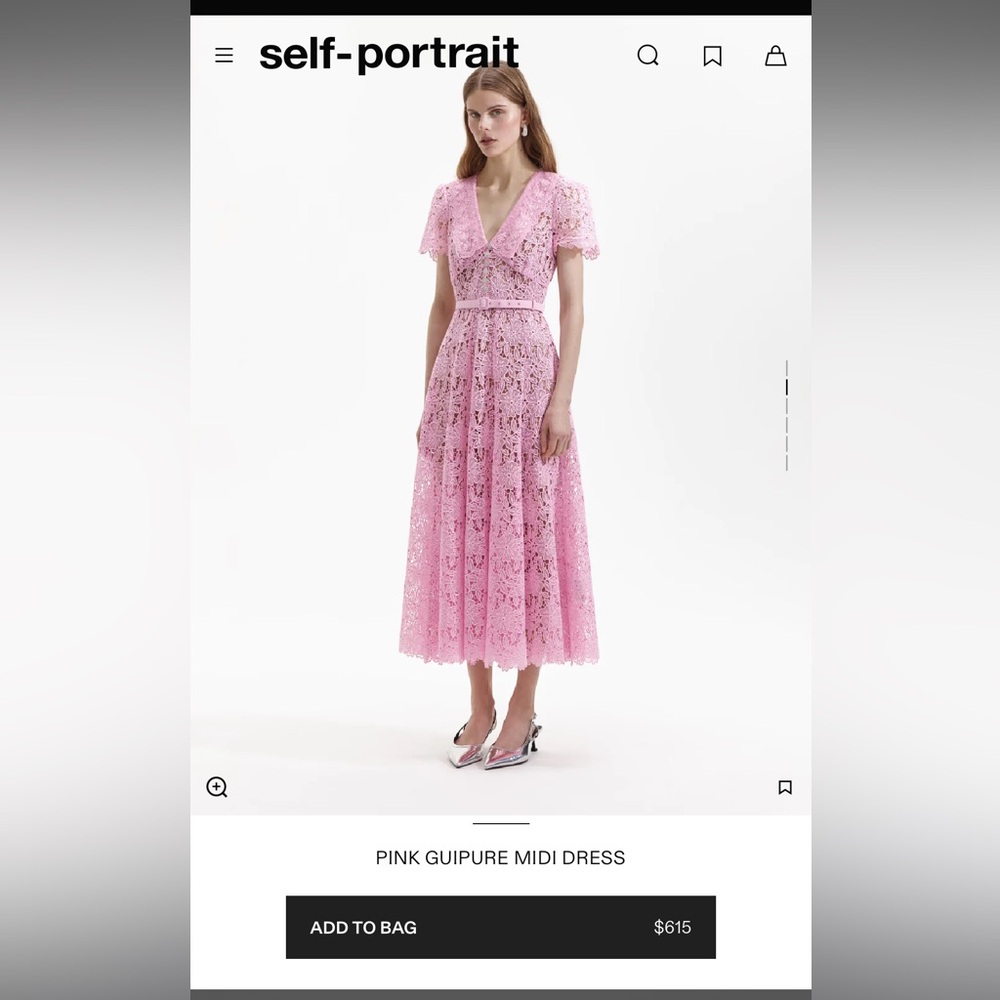 Self-Portrait Guipure Lace Belted Midi-Dress size 4